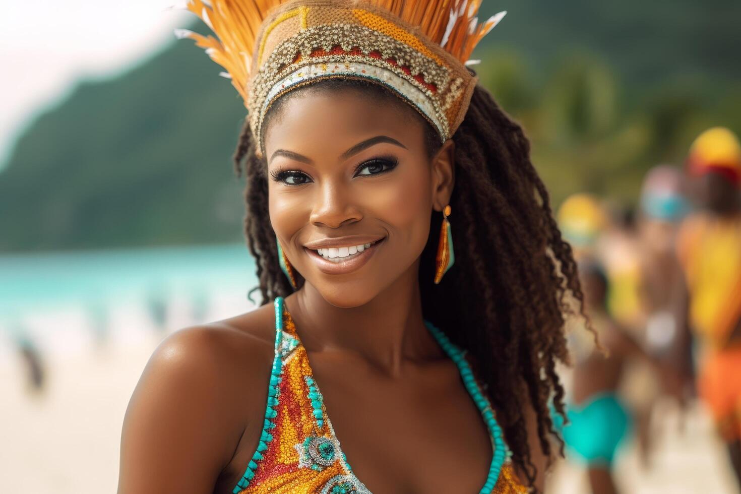 Smiling woman in colorful traditional costume photo