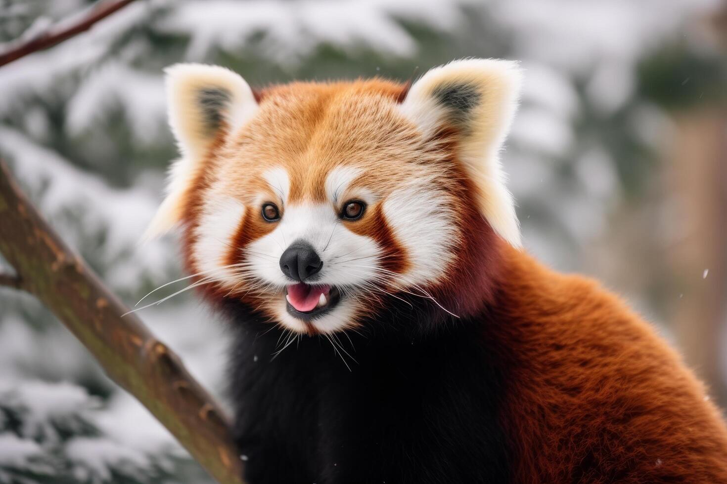 Adorable red panda looking directly at camera photo