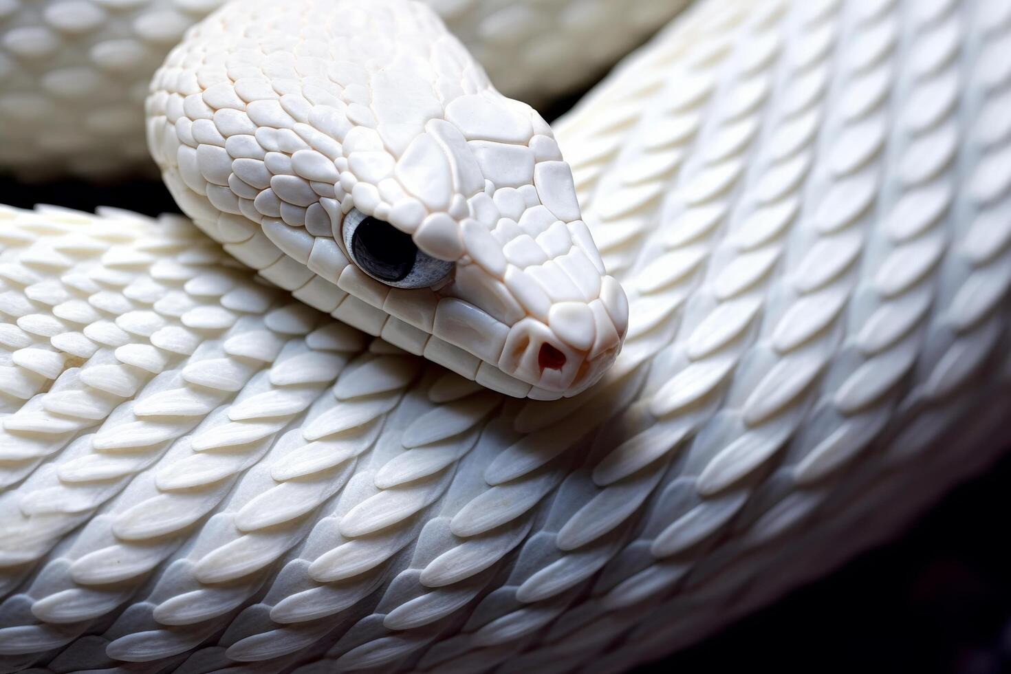 close up of a white snake with intricate scale patterns photo
