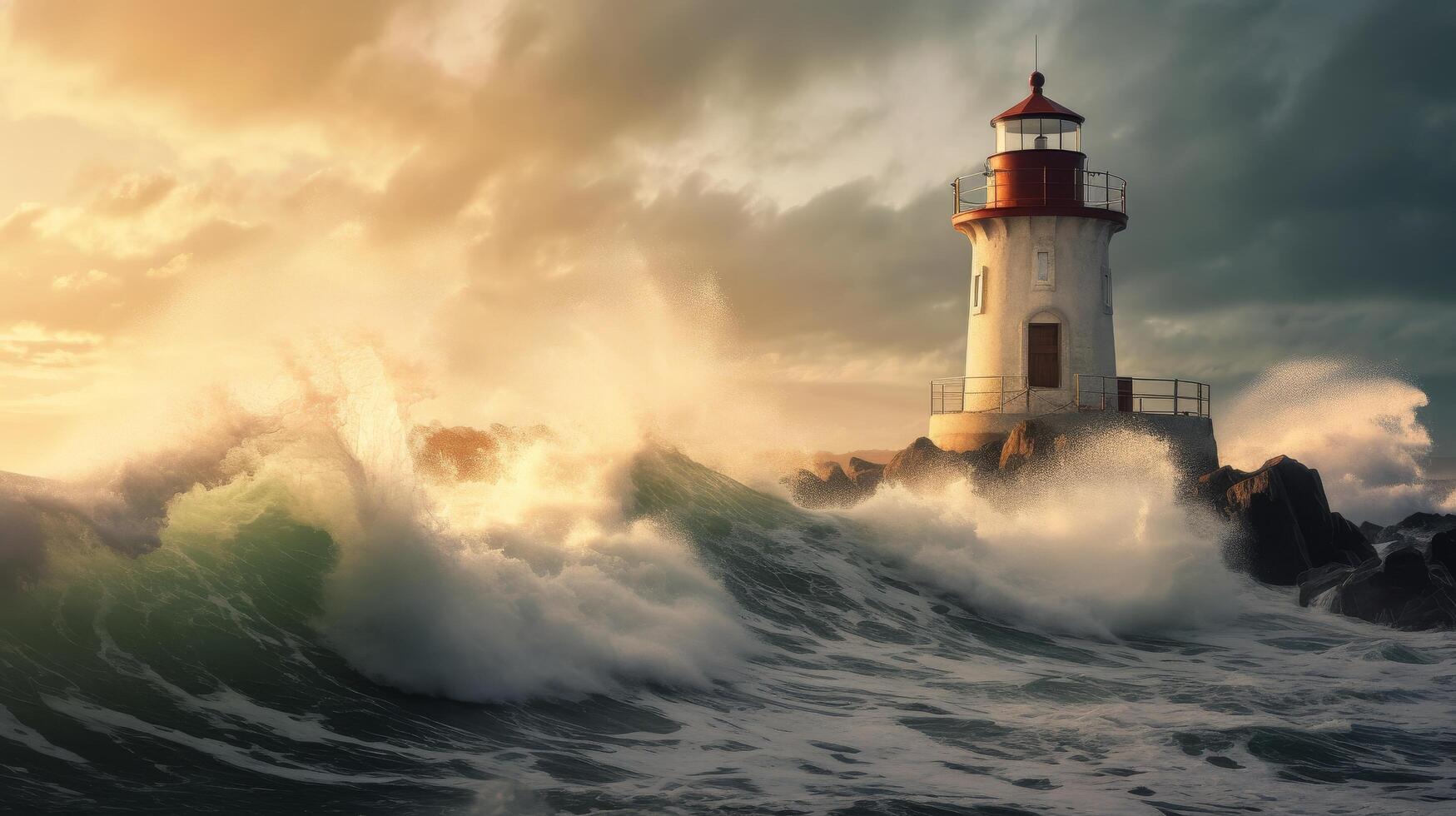 Lighthouse Weathering Stormy Seas photo