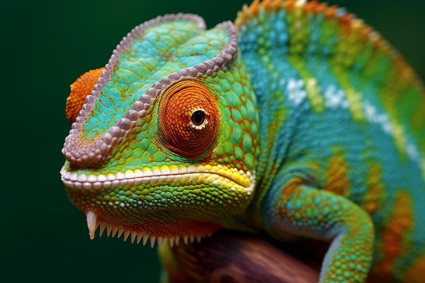 Colorful chameleon close up photo