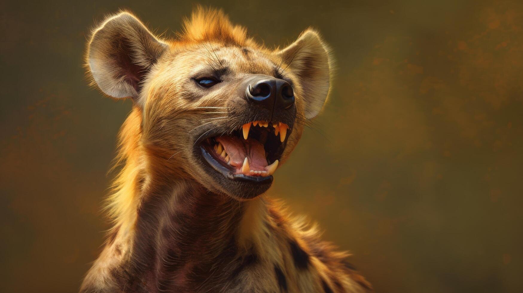 Ferocious hyena with sharp teeth and piercing eyes photo