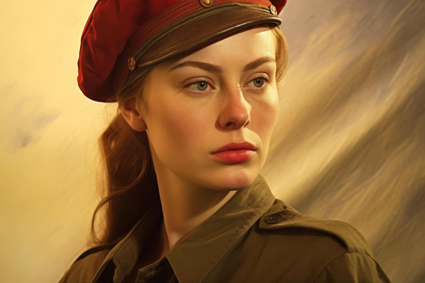 Serious military woman in uniform photo