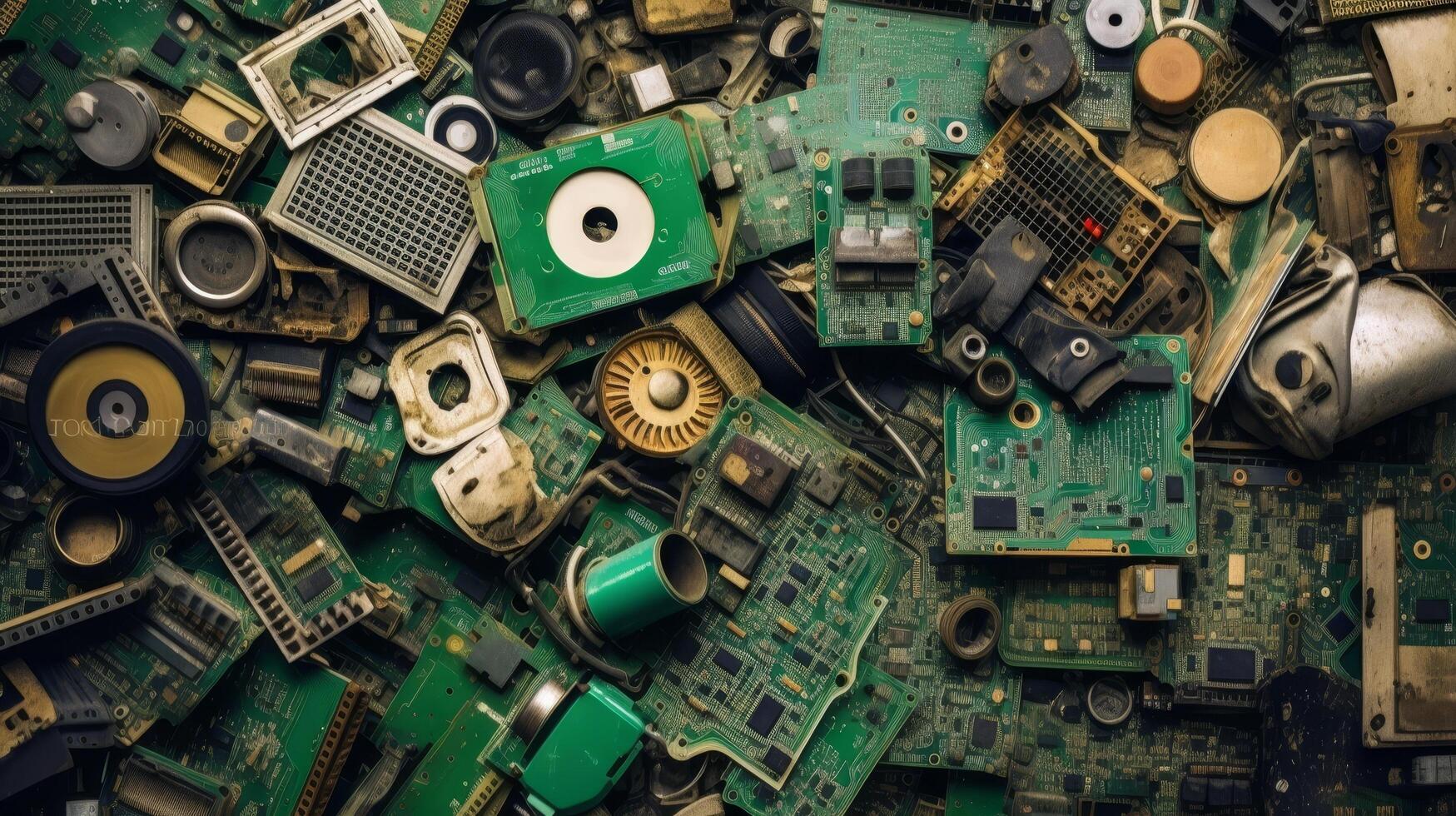 Assortment of electronic components and circuit boards photo