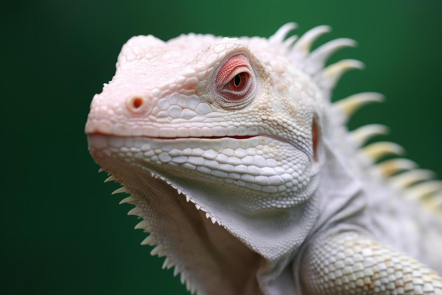 Close up of a white iguana with red eyes photo