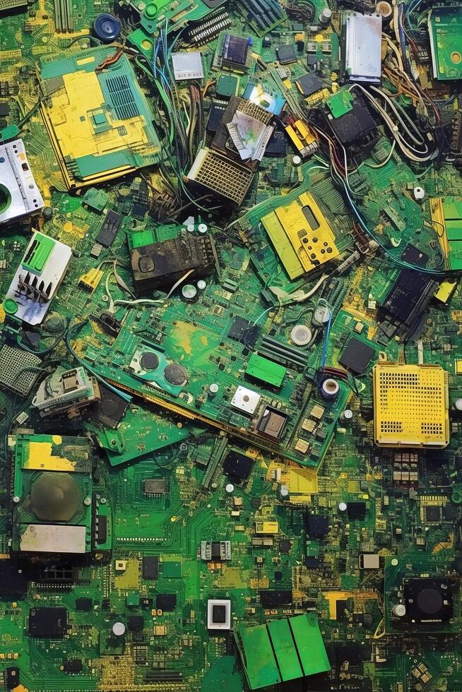 Recycled electronic circuit board components photo