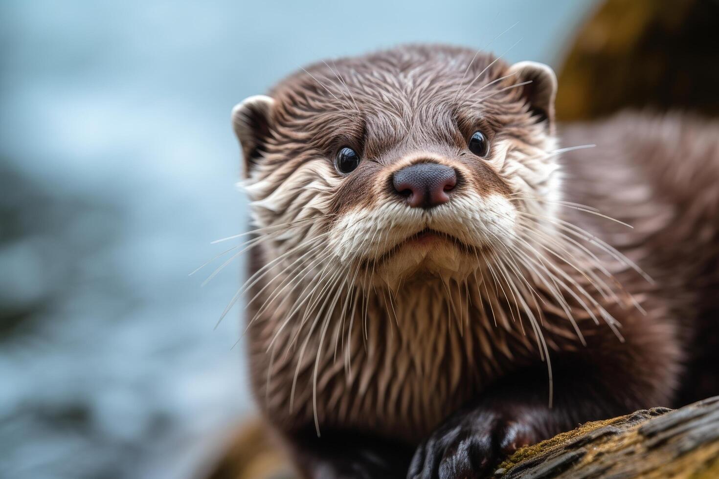 close up portrait of a cute otter photo