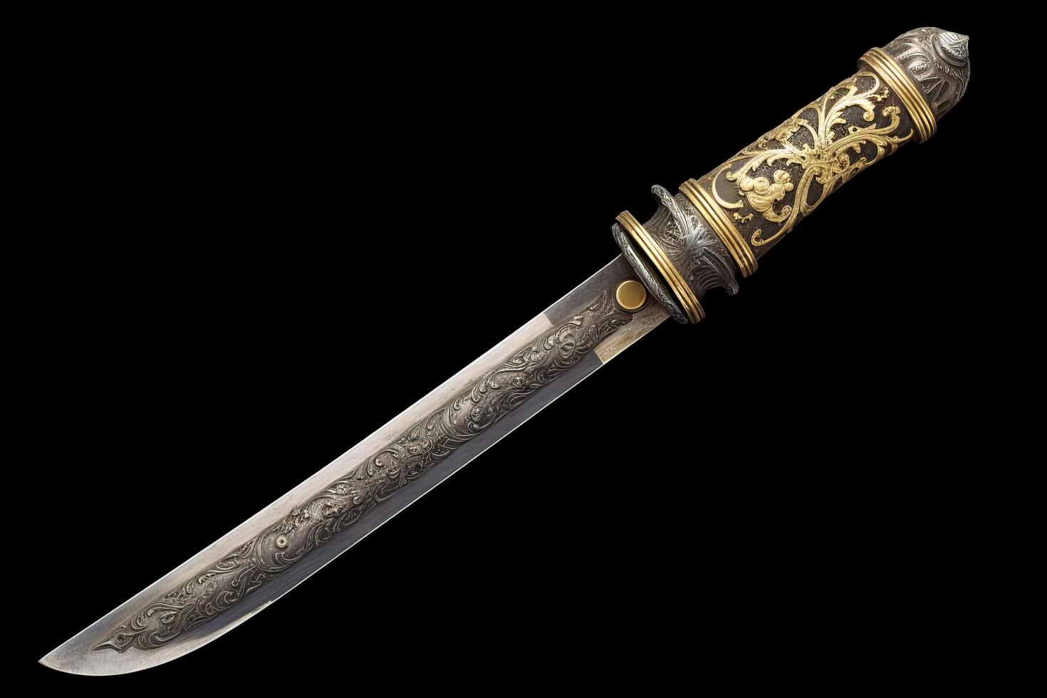 Ornate antique dagger with intricate gold and silver detailing photo
