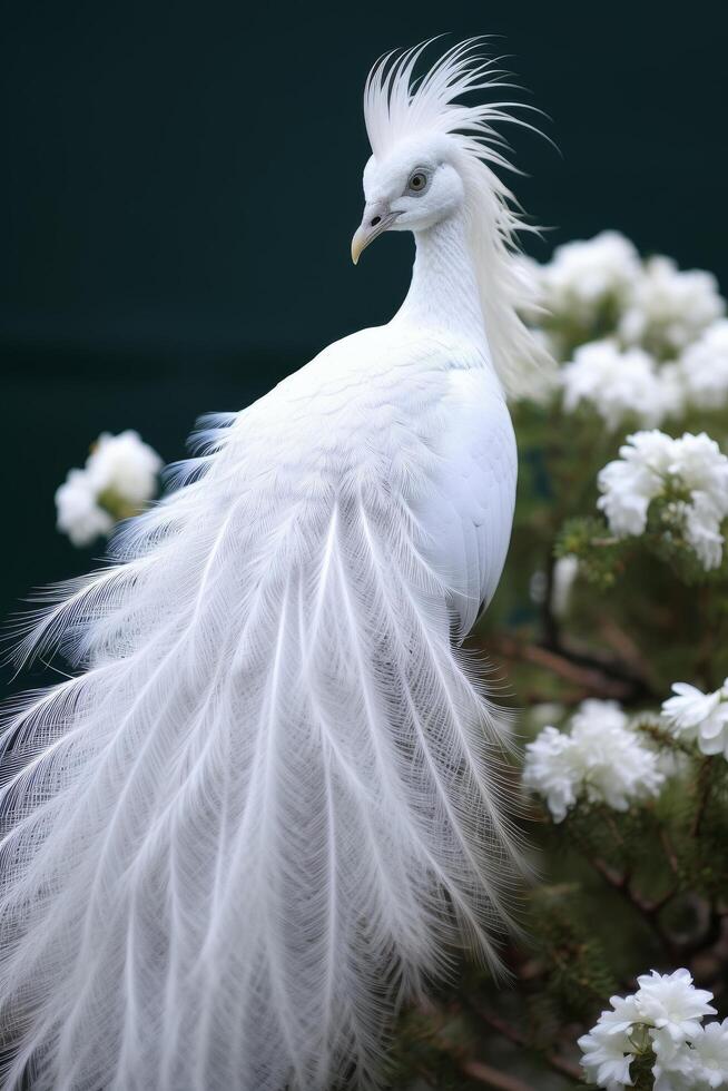 Elegant white bird with striking feathers photo