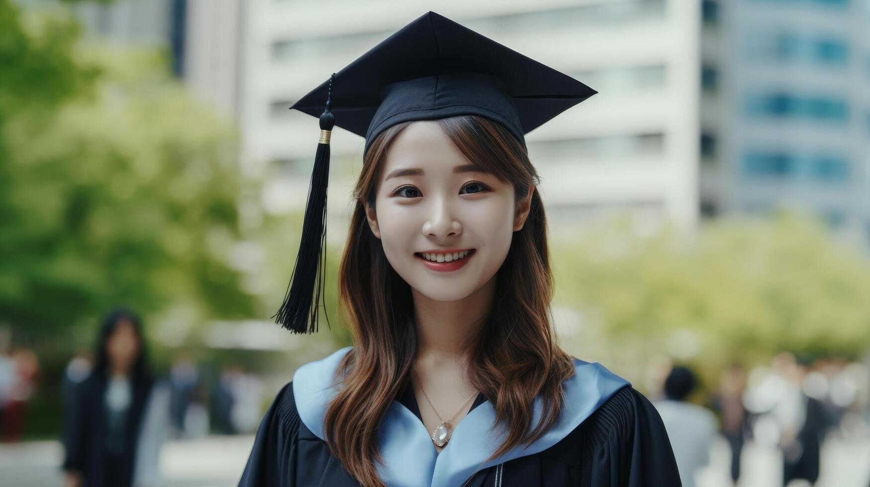smiling graduate in cap and gown photo