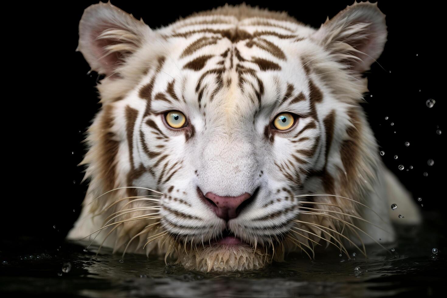 Majestic white tiger in water photo