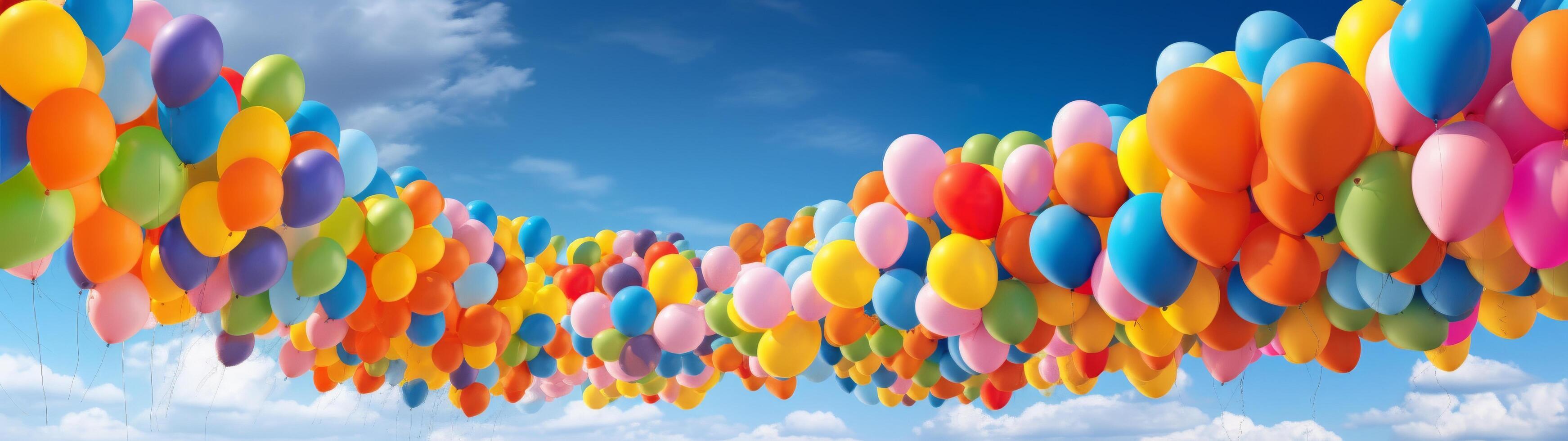 Colorful balloons floating in the sky photo