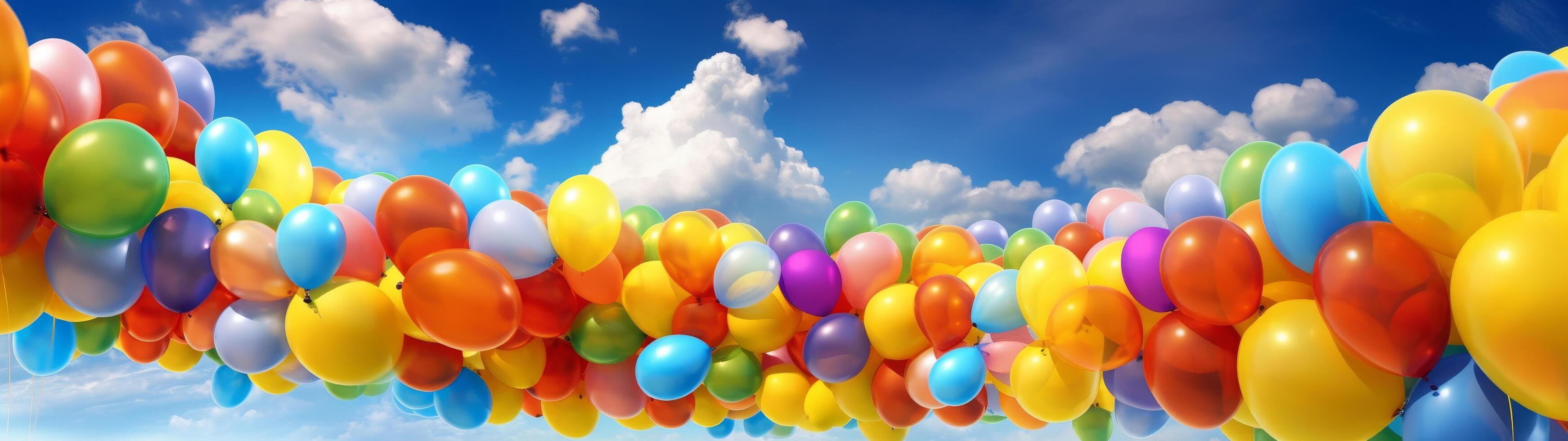 colorful balloons against a blue sky photo