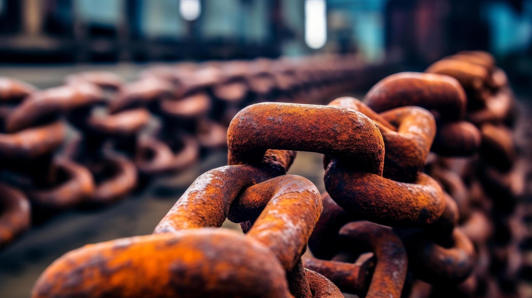 Rusty metal chain links photo
