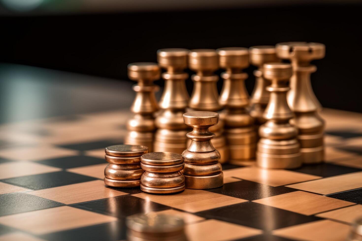 Elegant chess pieces on a chessboard photo