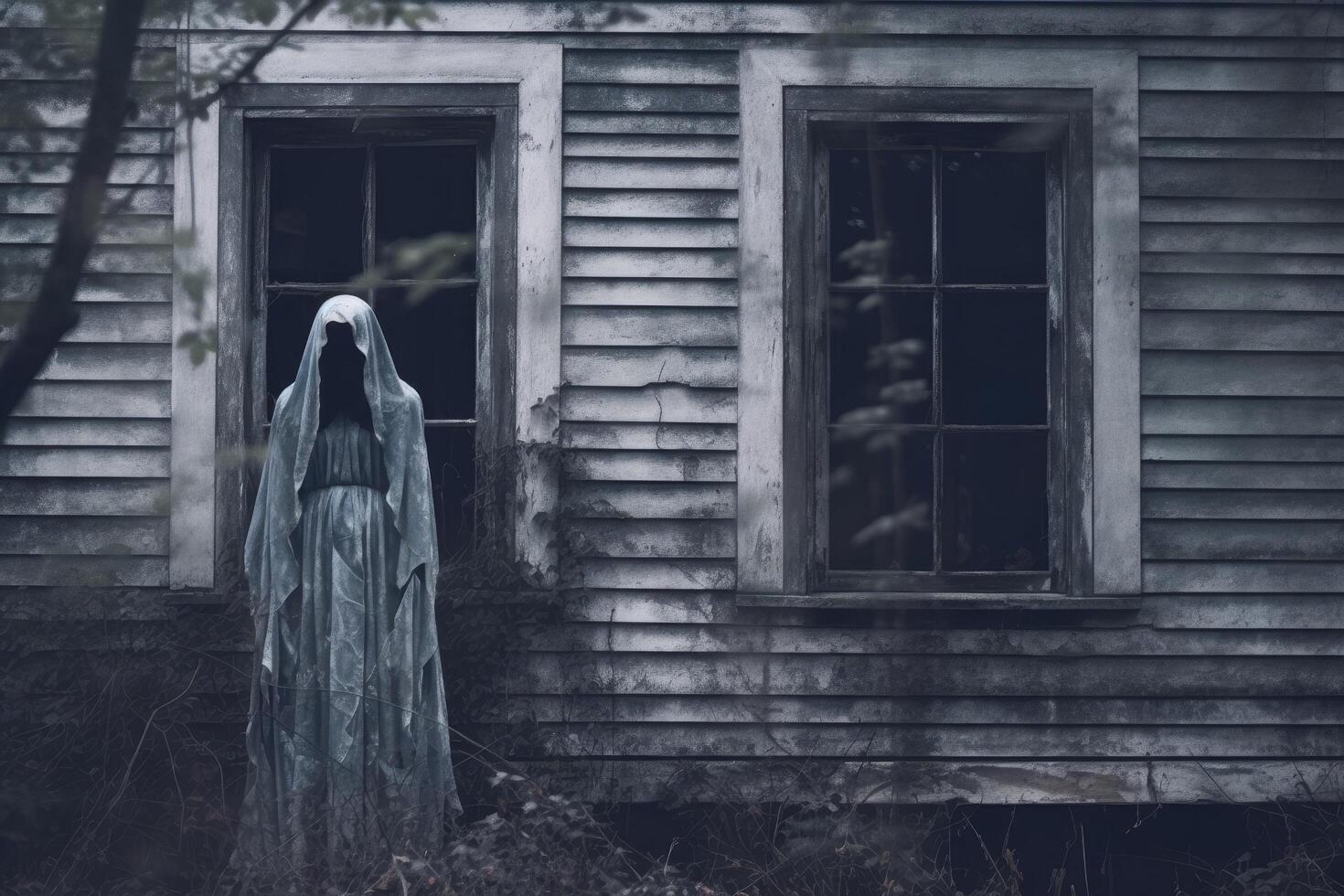 Ghostly figure in abandoned house photo