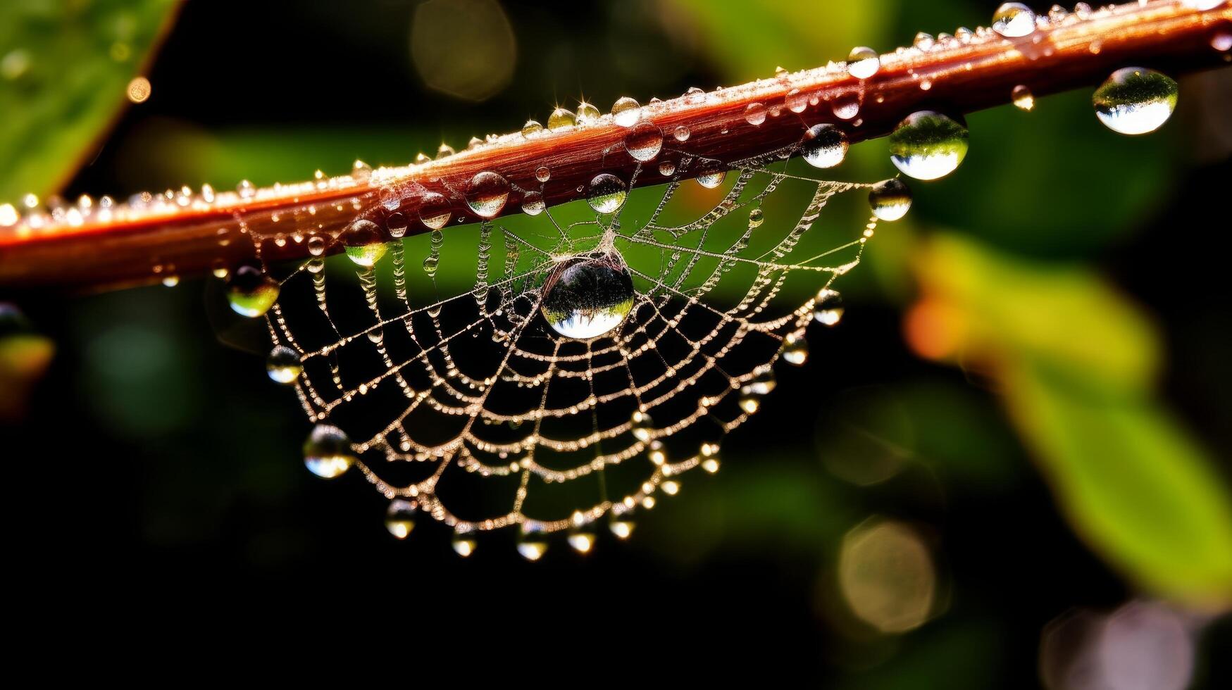 Dew covered spider web in nature photo