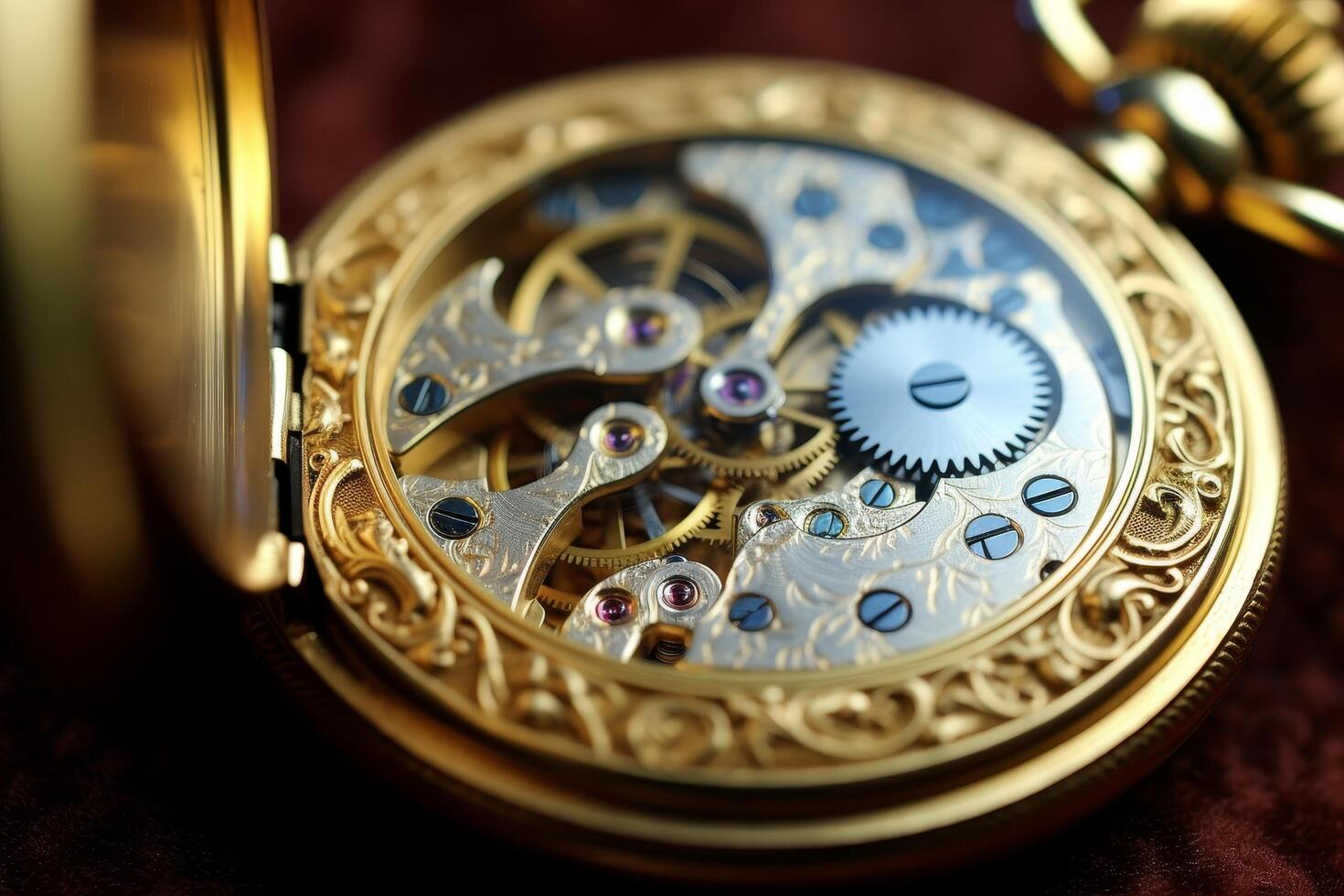 Intricate mechanical watch movement photo