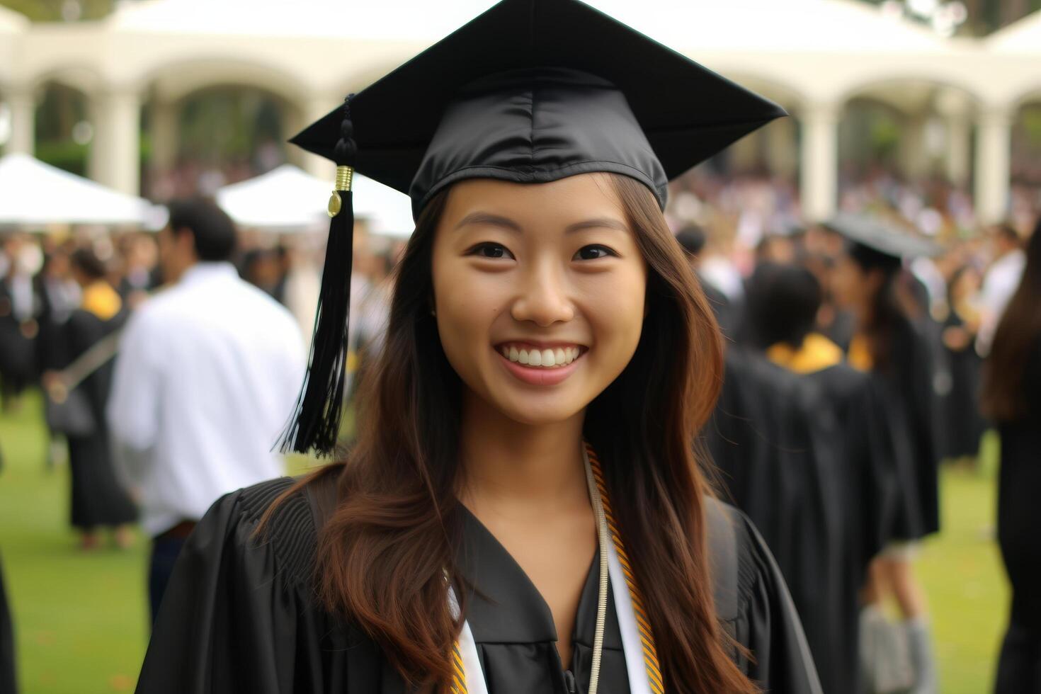 smiling graduate in cap and gown photo