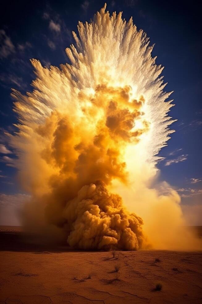 Dramatic desert explosion photo