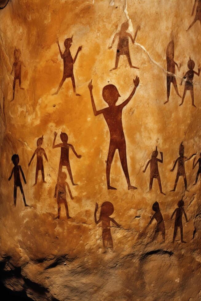 ancient cave drawings of human figures photo