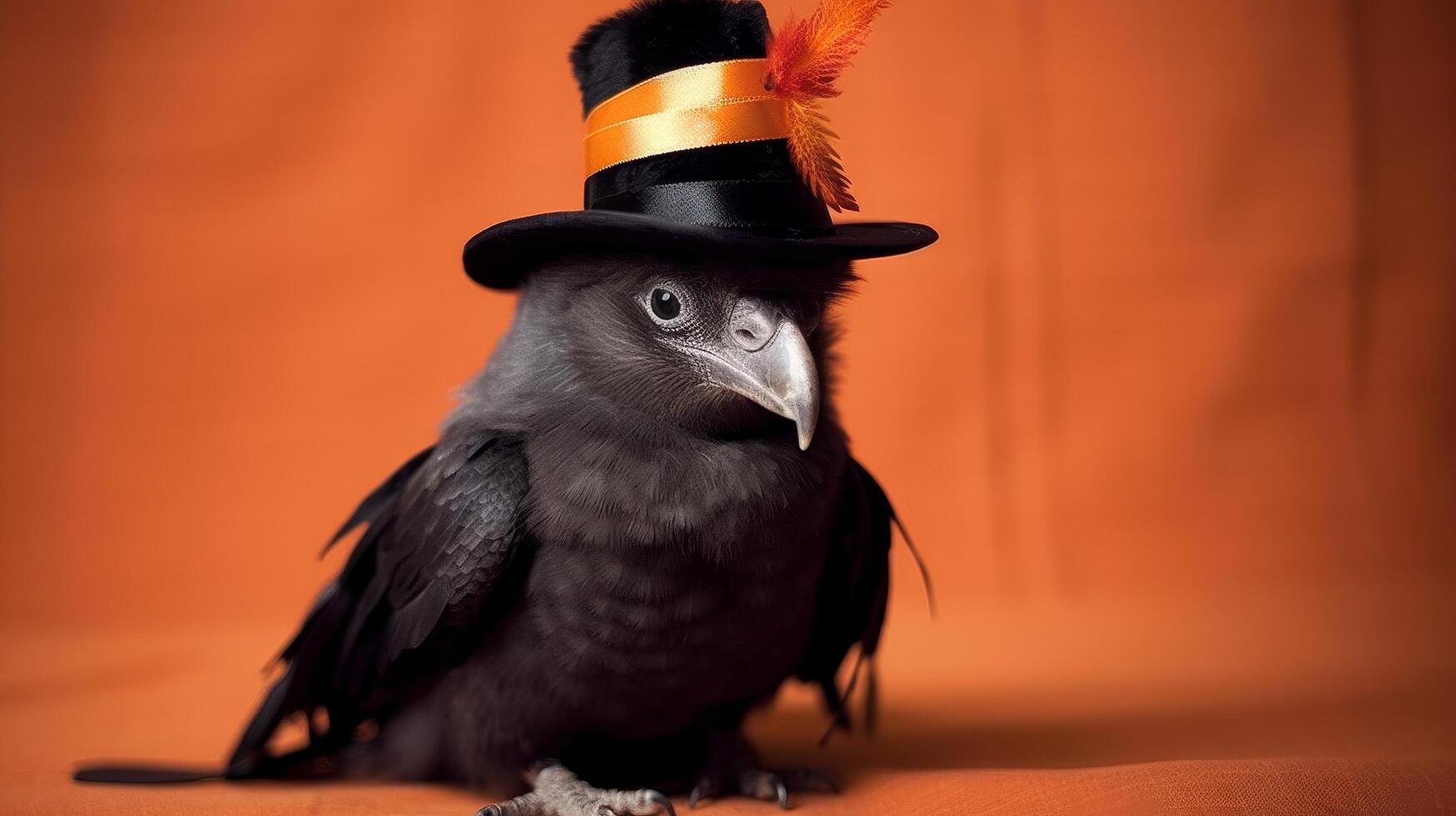 Elegant raven in a fancy hat photo