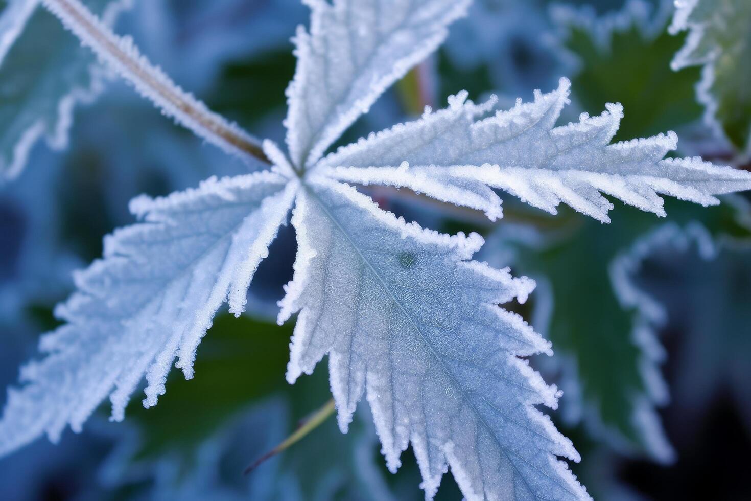 Frosty leaves in winter wonderland photo