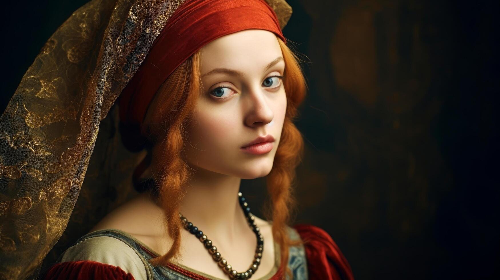 Mysterious woman in medieval costume photo