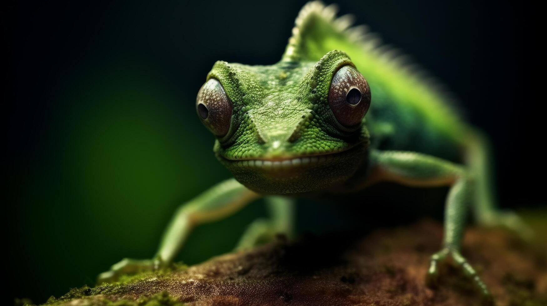 Closeup of a curious green tree frog photo