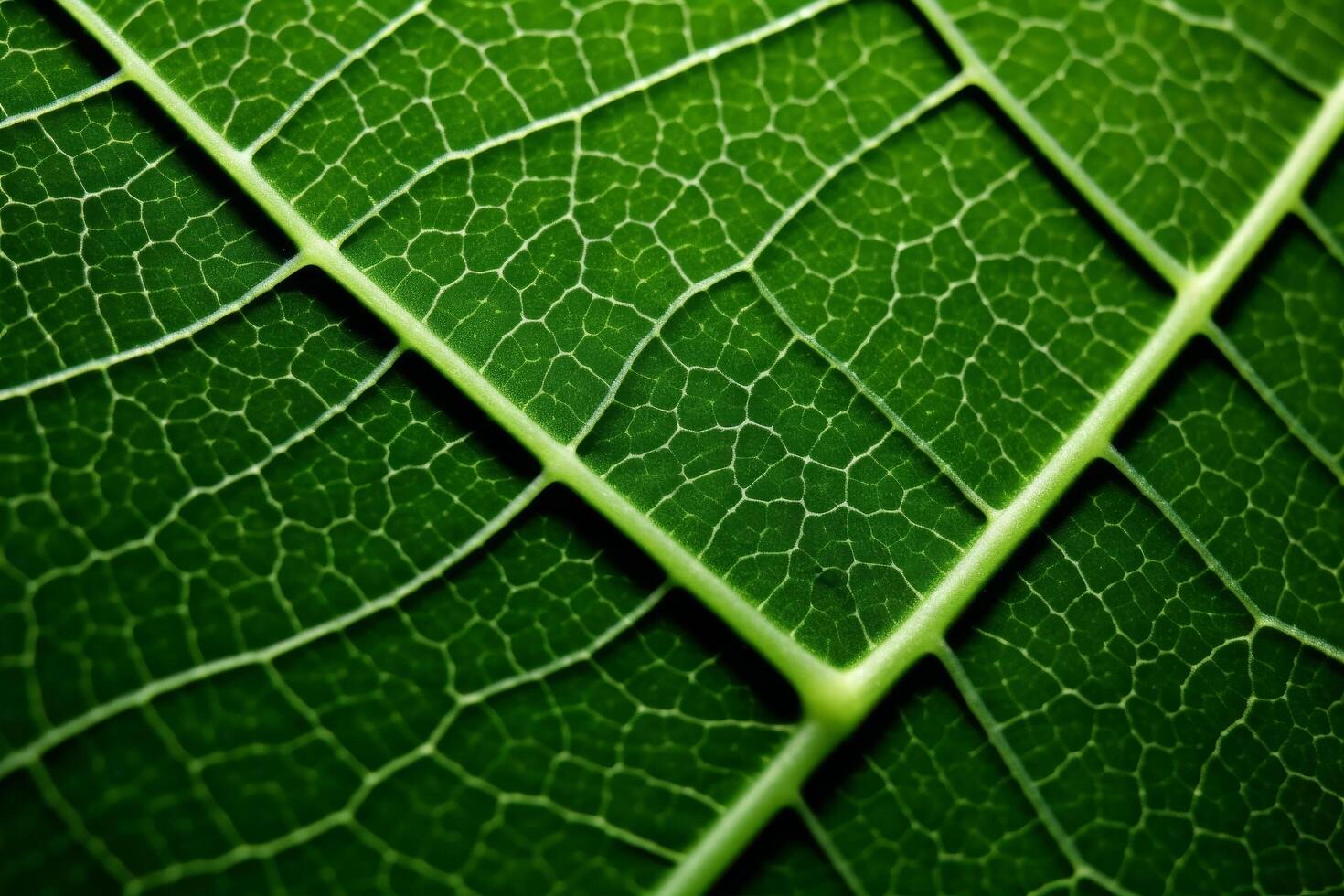 Close up of a green leaf with intricate veins photo