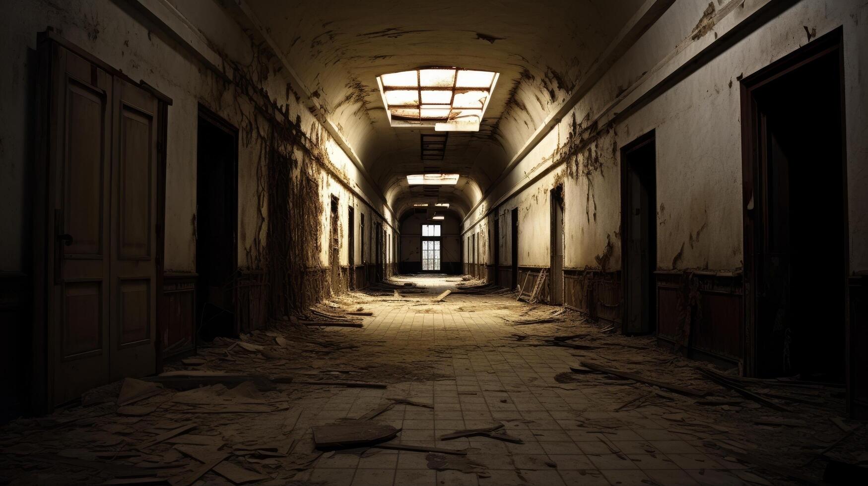 Abandoned hallway in an old building photo