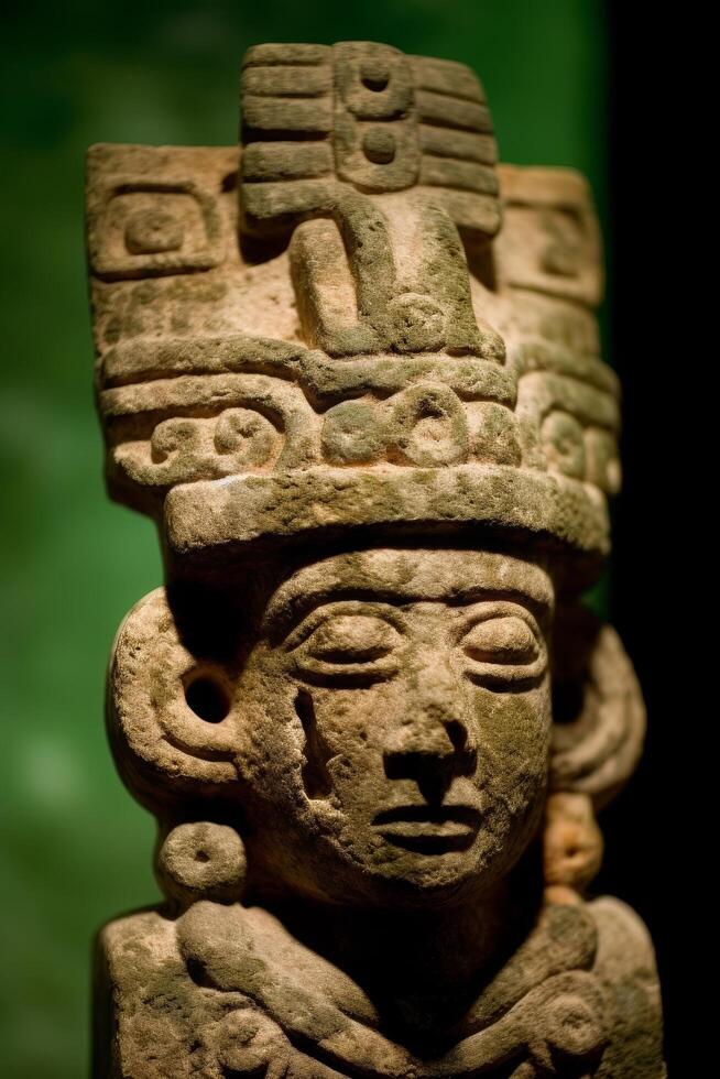 ancient carved stone figure with intricate details photo