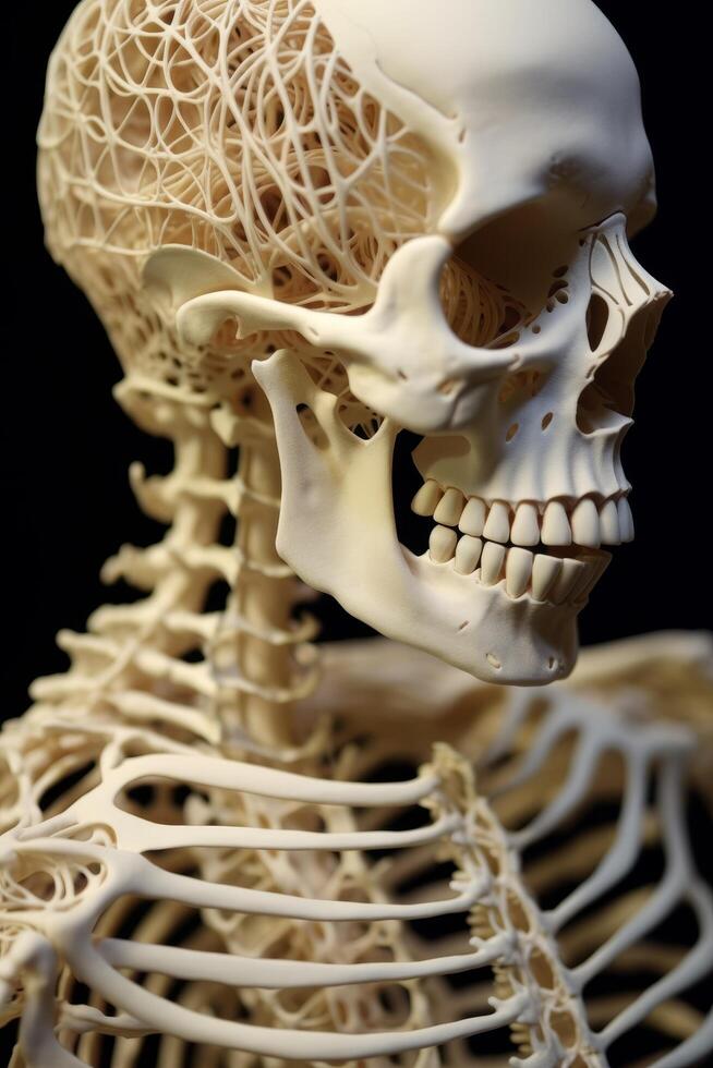 Detailed view of a human skull model photo