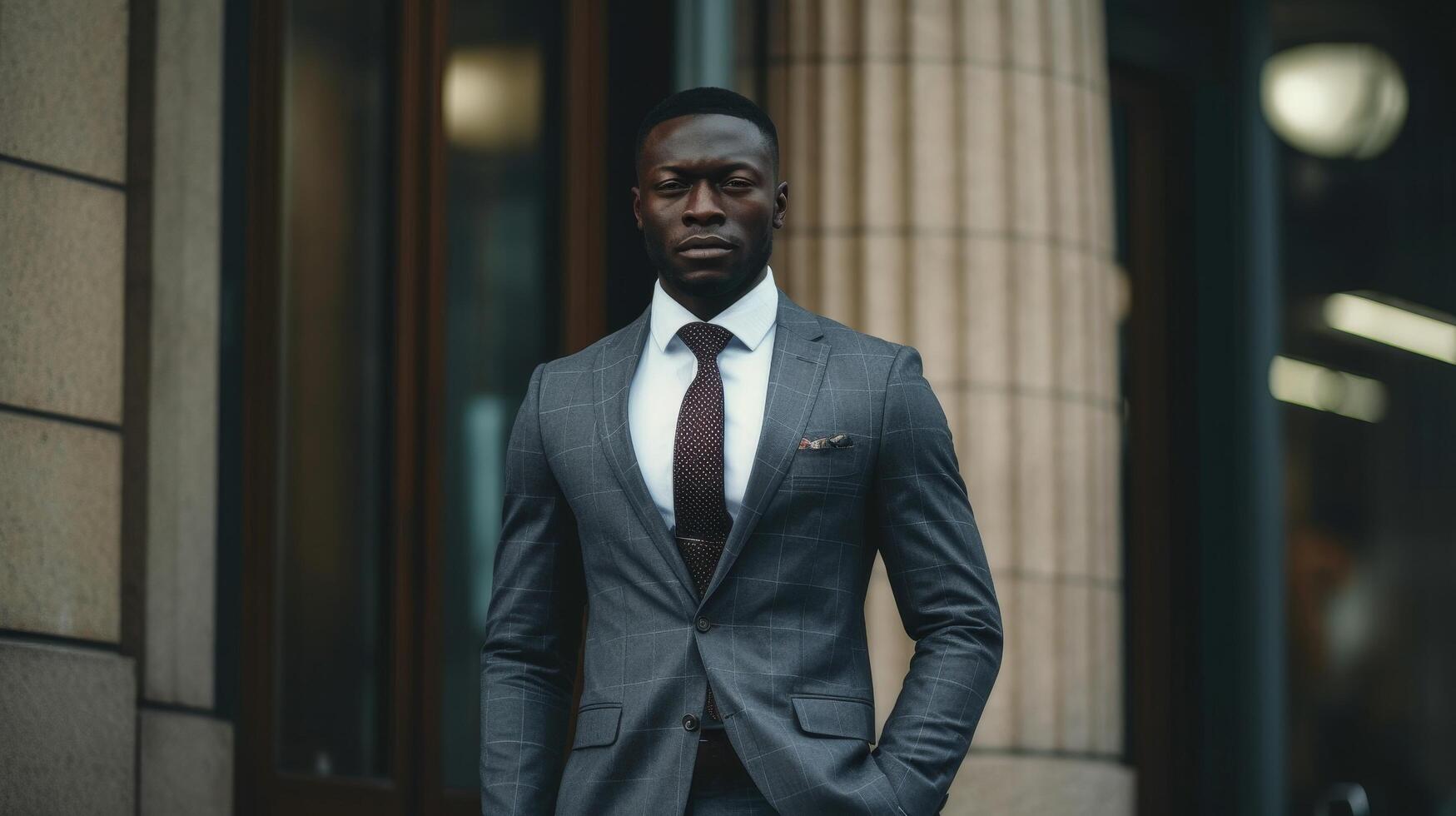 Confident businessman in a gray suit photo