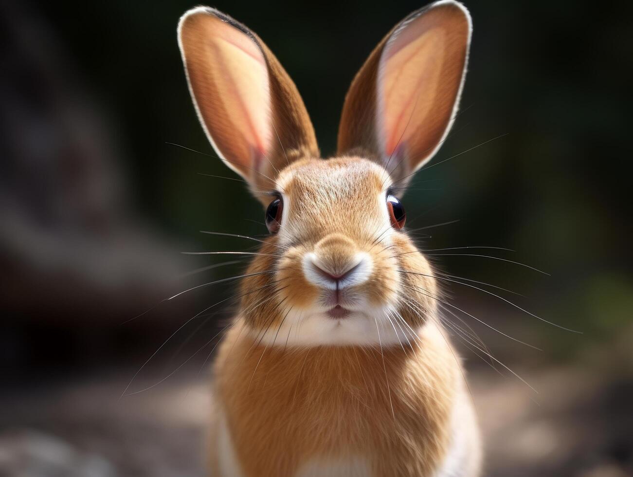 Closeup of a cute rabbit with large ears photo