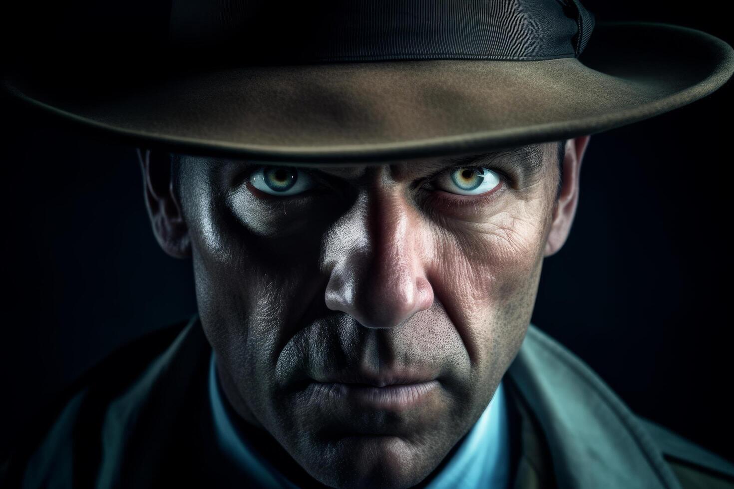 Mysterious man with intense gaze photo