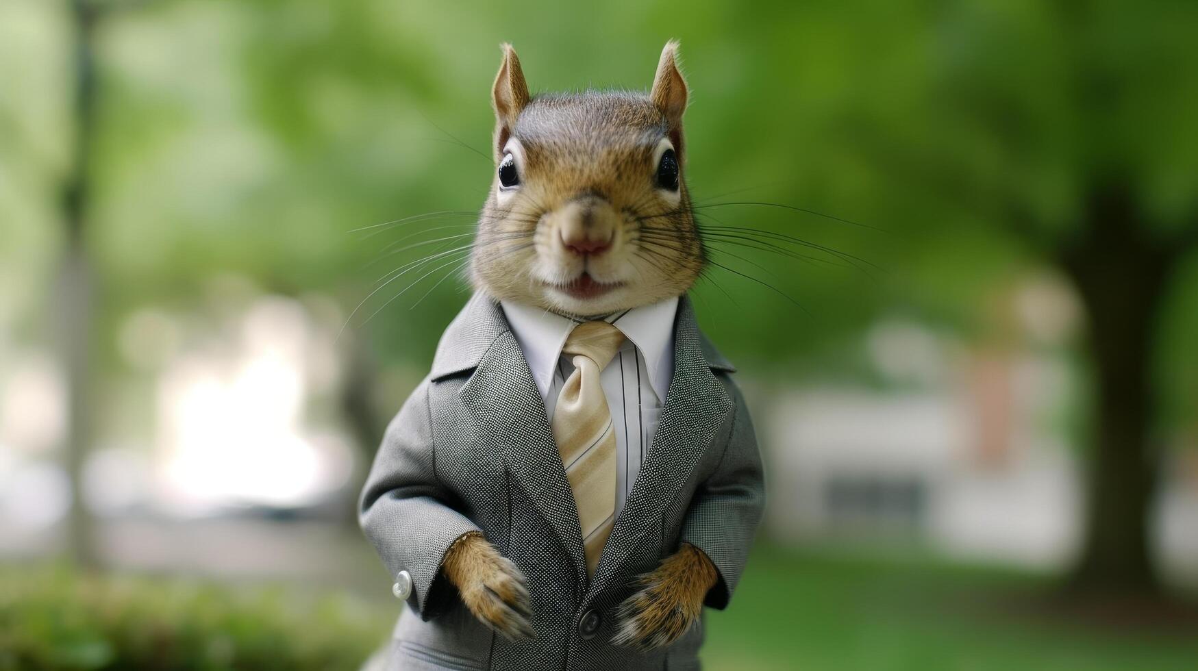 Squirrel wearing a business suit photo