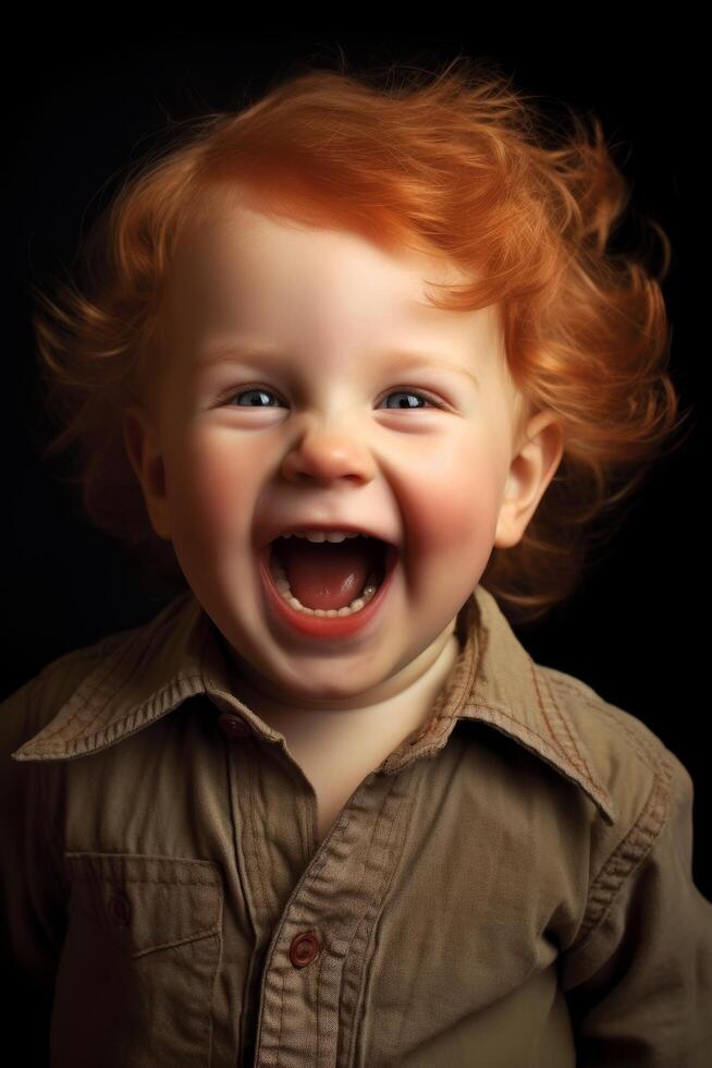 Joyful child with vibrant red hair photo
