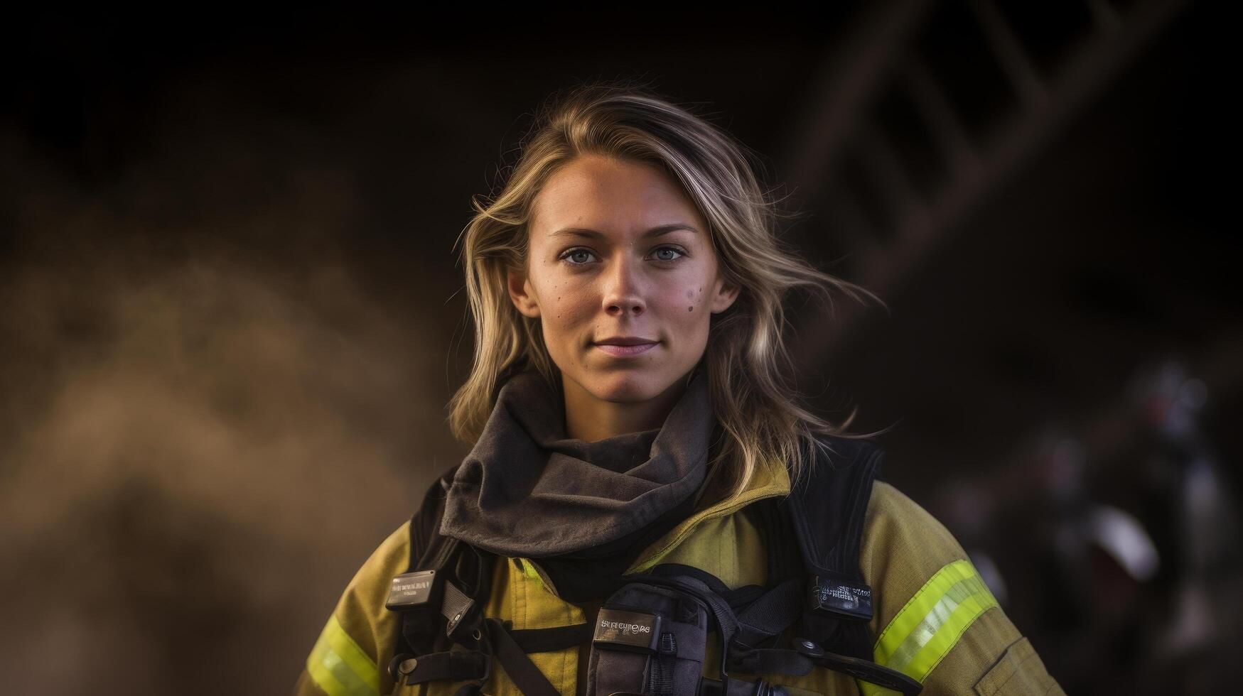 Determined firefighter in protective gear photo