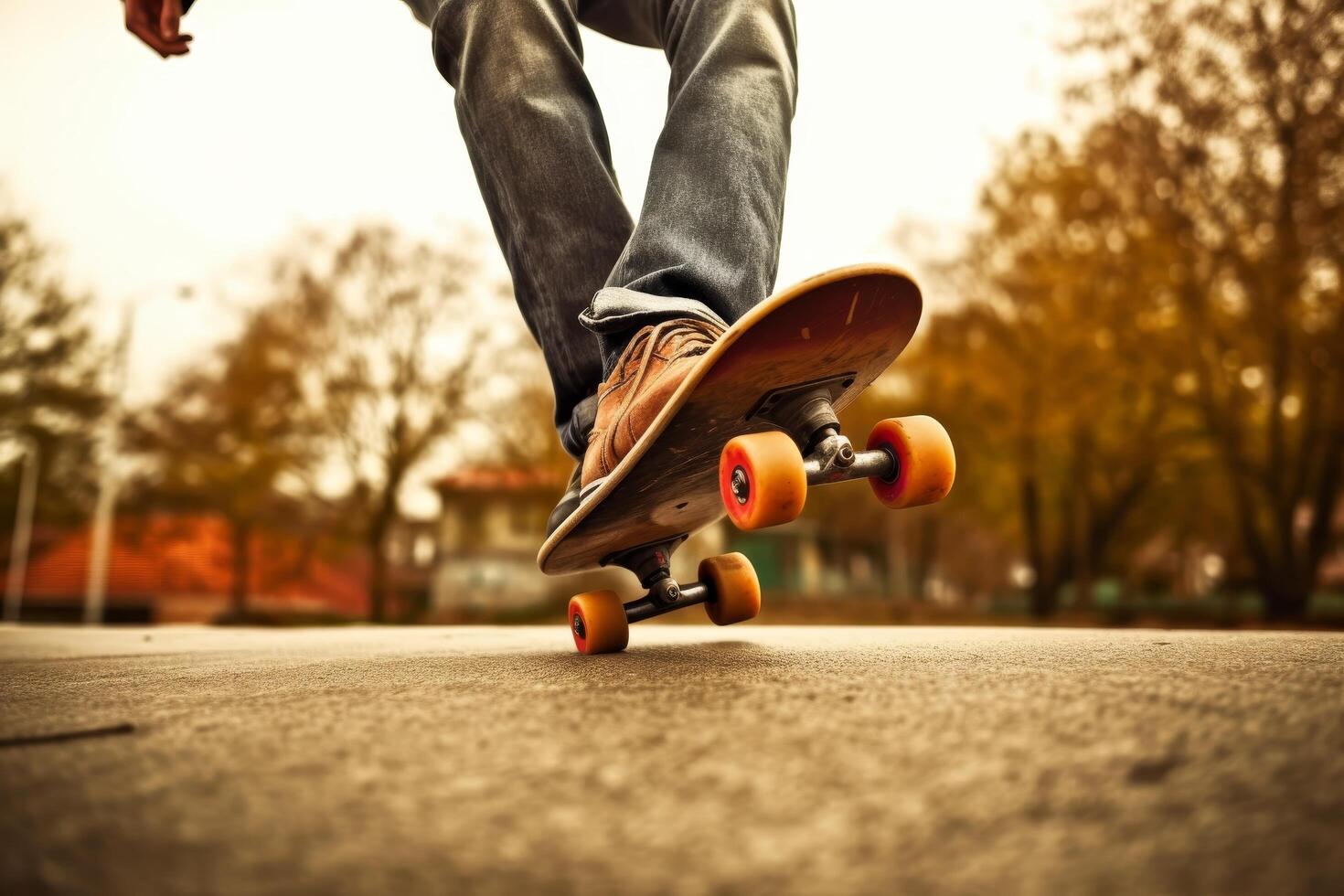 person riding a skateboard on a concrete path photo