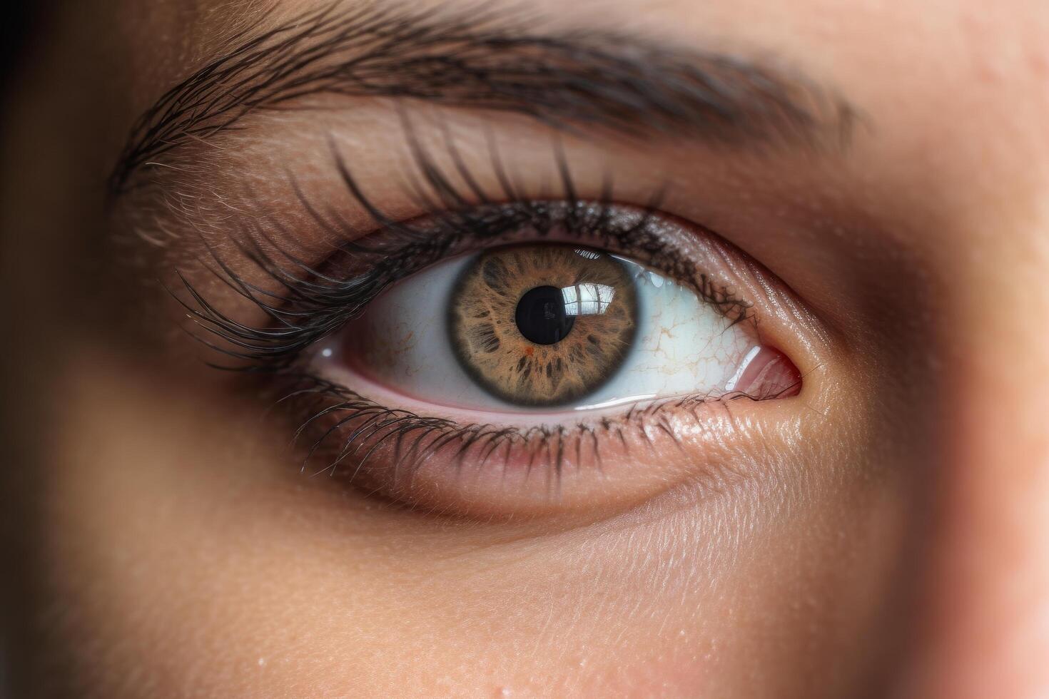 close up of a human eye with long eyelashes photo