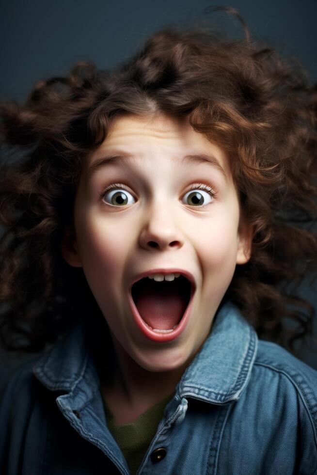 Surprised child with curly hair photo