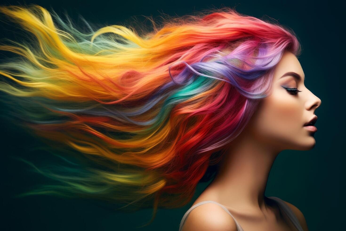 Vibrant and colorful hairstyle photo