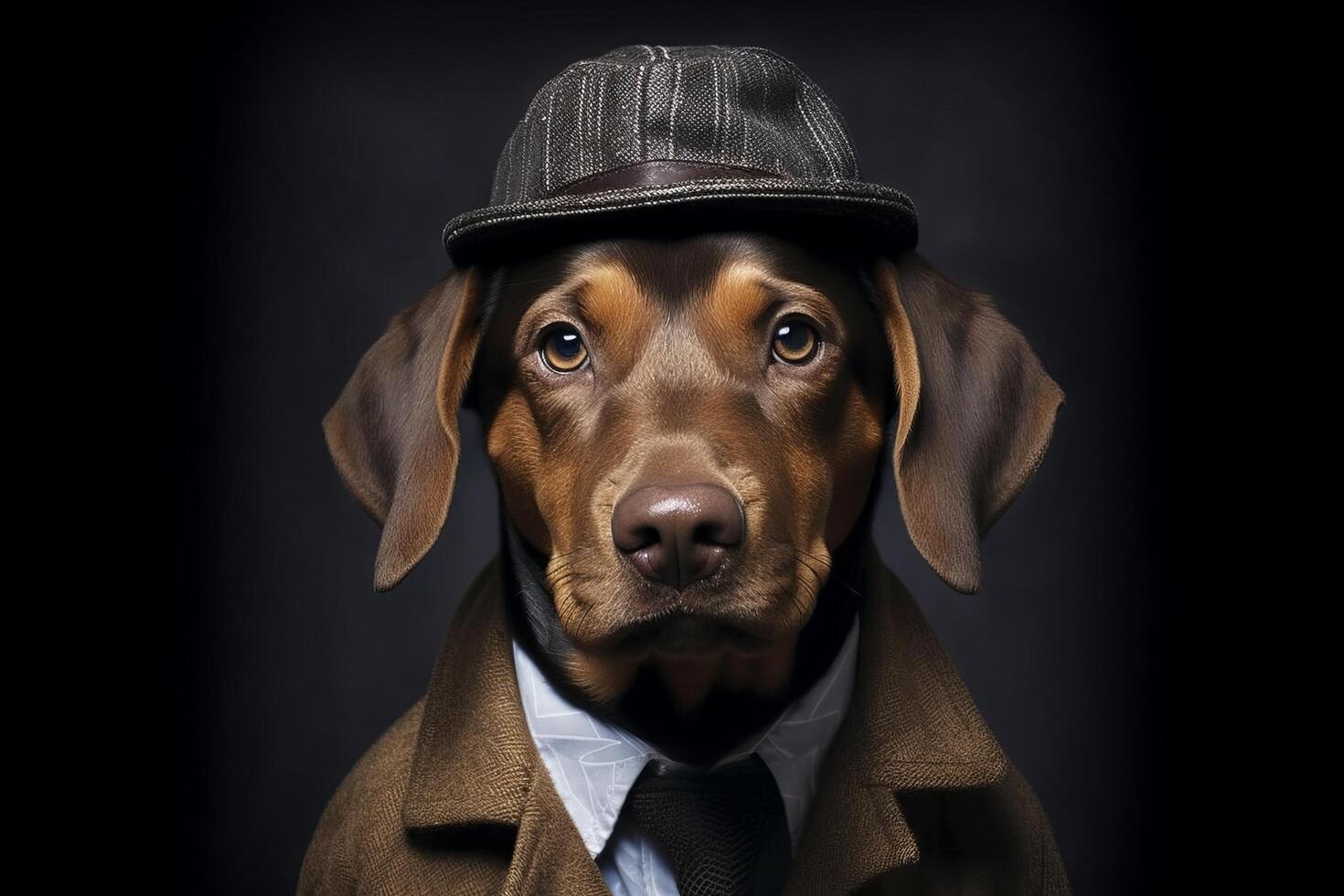 Dapper dog in suit and cap photo