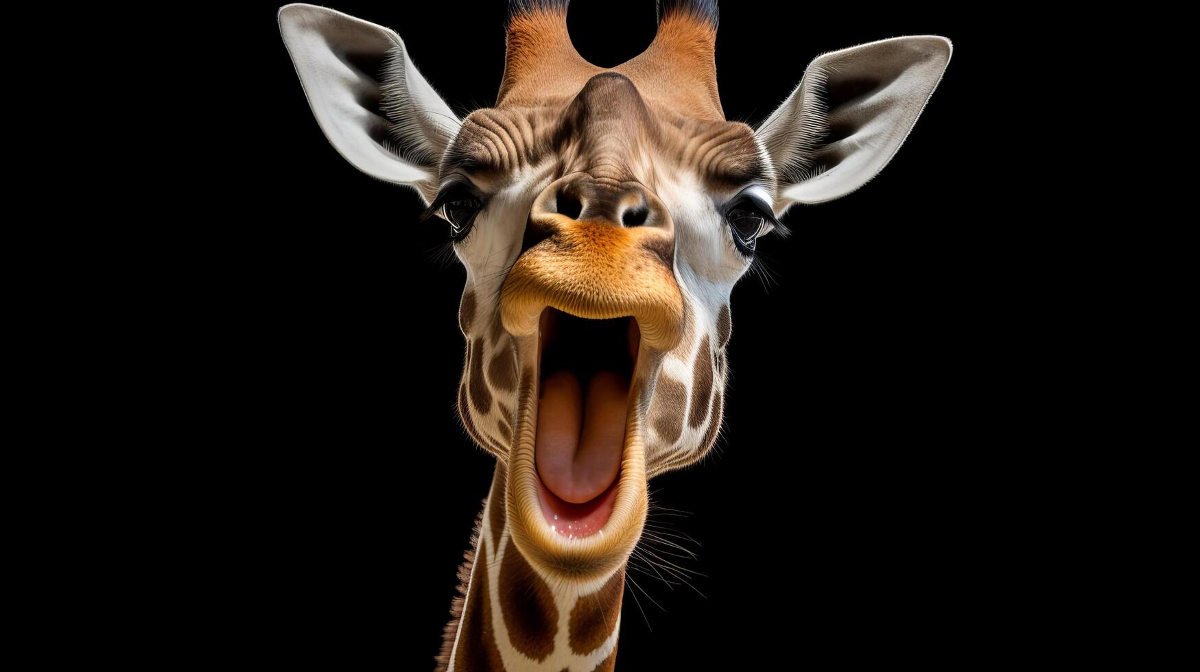 close up portrait of a curious giraffe photo