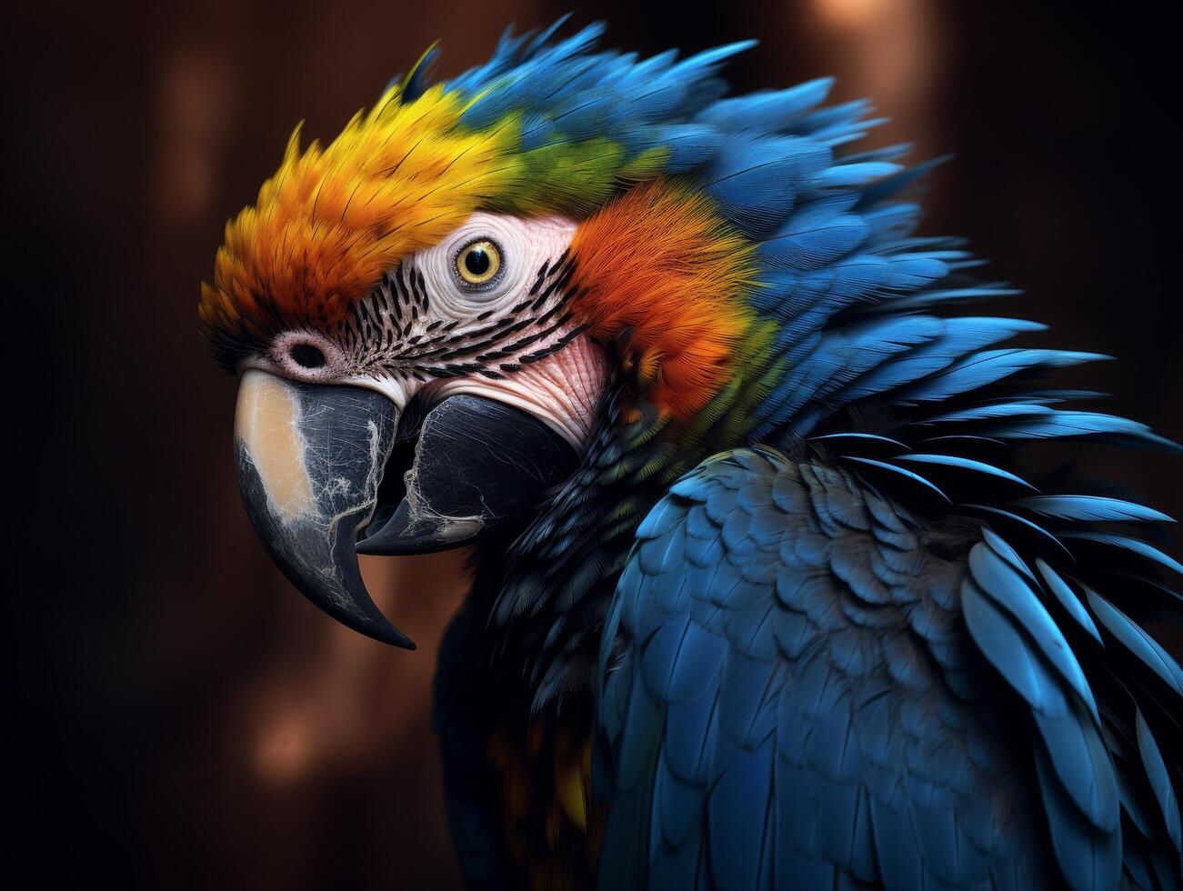 Vibrant parrot with colorful feathers photo