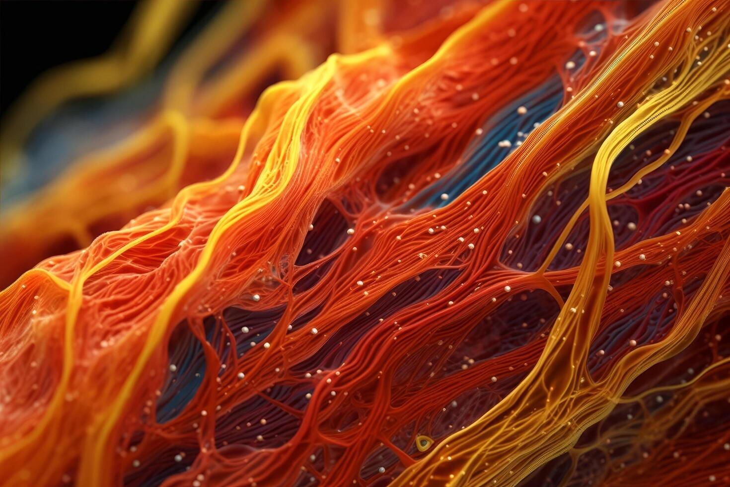 Vibrant abstract fibers with sparkling droplets photo