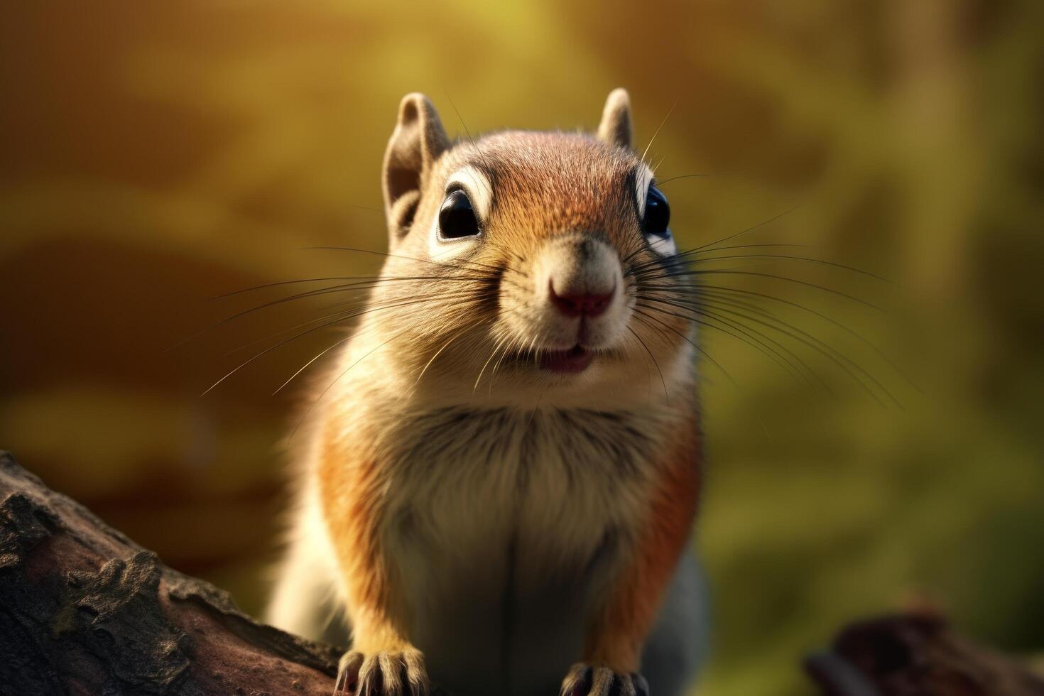 Curious squirrel close up in natural setting photo