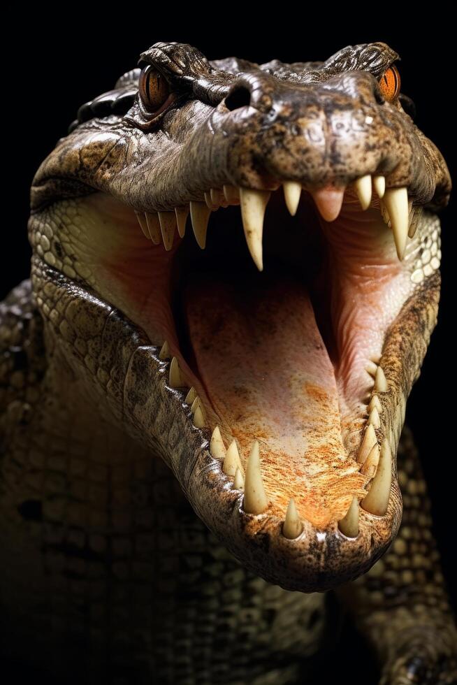 Fierce alligator with open jaws photo