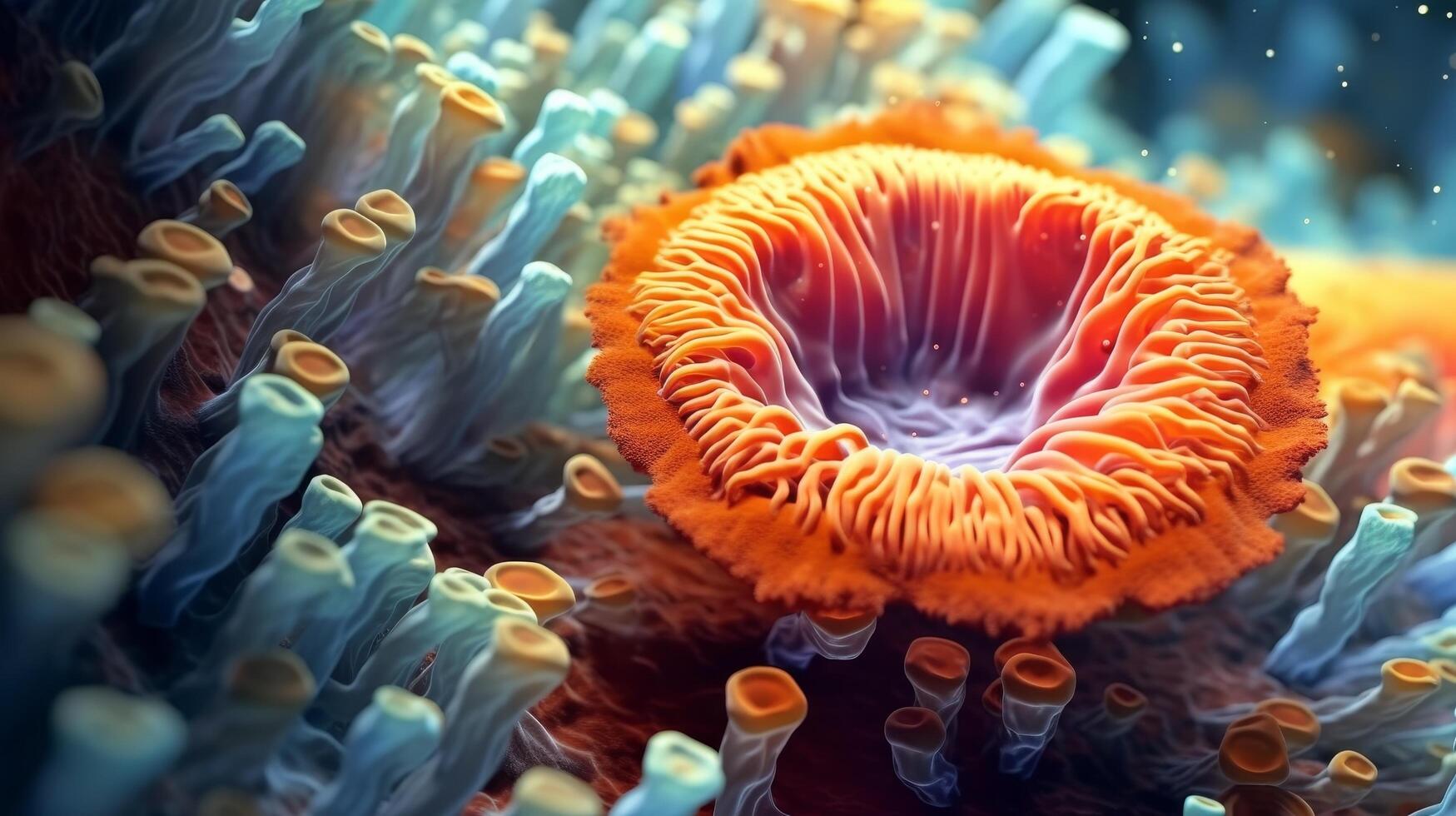 Vibrant underwater coral reef with intricate patterns photo